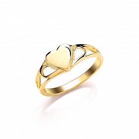 9ct Yellow Gold Kids Ring - Heart Signet