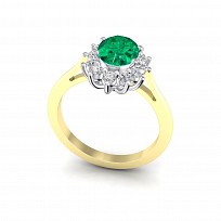 9ct Yellow Gold Plated White & Emerald Cubic Zirconia Ring