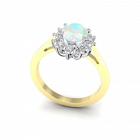 9ct Yellow Gold Plated White & Opal Cubic Zirconia Ring
