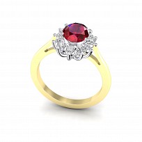 9ct Yellow Gold Plated White & Ruby Cubic Zirconia Ring