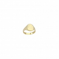 9ct Gold Plain & Engraved Oval Signet Rinet