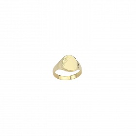 9ct Gold Plain & Engraved Oval Signet Rinet