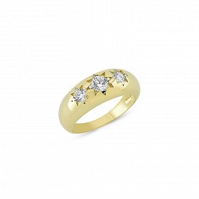 9ct Gold CZ Gents Gypsy Ring