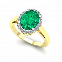 9ct Y/G Rhodium  Plated White & Emerald Cubic Zirconia Ring