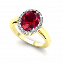 9ct Y/G Plated White & Ruby Cubic Zirconia Ring