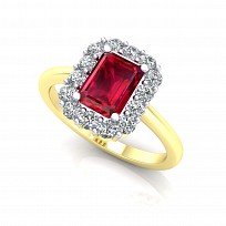 9ct Y/G Plated White & Ruby Cubic Zirconia Ring