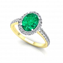 9ct Y/G Rhodium  Plated White & Emerald Cubic Zirconia Ring