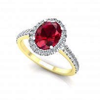 9ct Y/G Plated White & Ruby Cubic Zirconia Ring