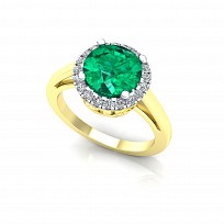 9ct Y/G Rhodium  Plated White & Emerald Cubic Zirconia Ring