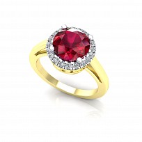 9ct Y/G Plated White & Ruby Cubic Zirconia Ring