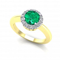 9ct Y/G Rhodium  Plated White & Emerald Cubic Zirconia Ring