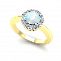 9ct Y/G Rhodium Plated White & Opal Cubic Zirconia Ring
