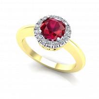9ct Y/G Plated White & Ruby Cubic Zirconia Ring
