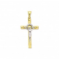 9ct Yellow Gold CZ Crucifix