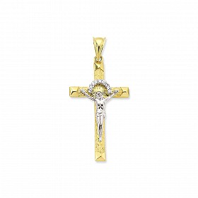 9ct Yellow Gold CZ Crucifix