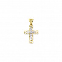 9ct Yellow Gold Filigree CZ Cross