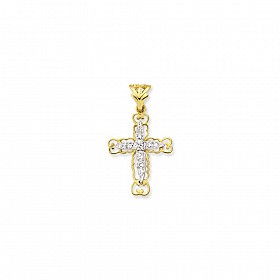 9ct Yellow Gold Filigree CZ Cross
