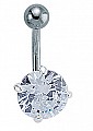 925 Sterling Silver 10mm CZ Navel Bar with Stainless Steel Banana Pin