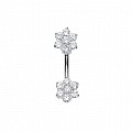 925 Sterling Silver Cubic Zirconia Flower Navel Bar