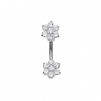 925 Sterling Silver Cubic Zirconia Flower Navel Bar