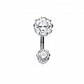 925 Sterling Silver Cubic Zirconia Round Stone Navel Bar