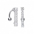 925 Sterling Silver Cubic Zirconia Line Drop Navel Bar