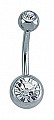 Colourless CZ Rubover Navel Bar with Stainless Steel Banana Pin