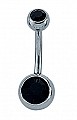 Black CZ Rubover Navel Bar with Stainless Steel Banana Pin