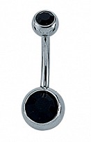 Black CZ Rubover Navel Bar with Stainless Steel Banana Pin