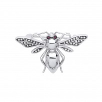 925 Sterling Silver CZ Fly Bug Brooch