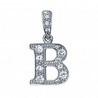 925 Sterling Silver CZ Initial Letter 'B' Pendant