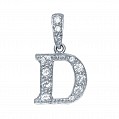 925 Sterling Silver CZ Initial Letter 'D' Pendant