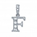 925 Sterling Silver CZ Initial Letter 'F' Pendant
