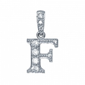 925 Sterling Silver CZ Initial Letter 'F' Pendant