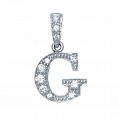 925 Sterling Silver CZ Initial Letter 'G' Pendant