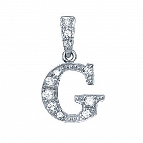 925 Sterling Silver CZ Initial Letter 'G' Pendant