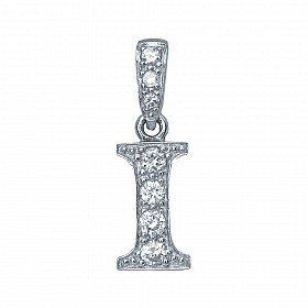 925 Sterling Silver CZ Initial Letter 'I' Pendant