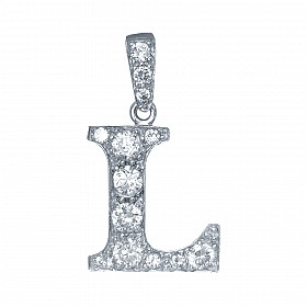 925 Sterling Silver CZ Initial Letter 'L' Pendant