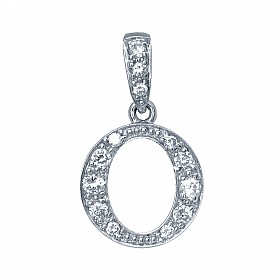 925 Sterling Silver CZ Initial Letter 'O' Pendant