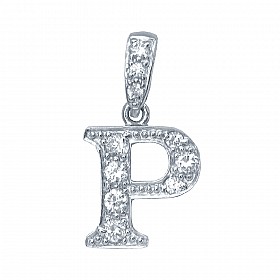 925 Sterling Silver CZ Initial Letter 'P' Pendant