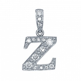 925 Sterling Silver CZ Initial Letter 'Z' Pendant