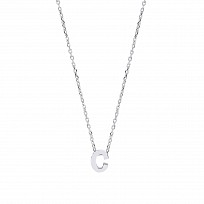 925 Sterling Silver Plain Initial 'C' Pendant With A Fine Belcher Chain