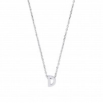 925 Sterling Silver Plain Initial 'D' Pendant With A Fine Belcher Chain