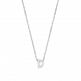 925 Sterling Silver Plain Initial 'D' Pendant With A Fine Belcher Chain