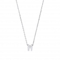 925 Sterling Silver Plain Initial 'H' Pendant With A Fine Belcher Chain