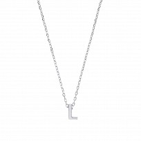 925 Sterling Silver Plain Initial 'L' Pendant With A Fine Belcher Chain