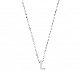 925 Sterling Silver Plain Initial 'L' Pendant With A Fine Belcher Chain