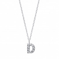 Silver CZ Initial 'D' Pendant With A Fine Belcher Chain