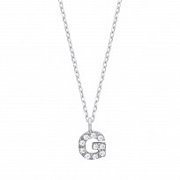 Silver CZ Initial 'G' Pendant With A Fine Belcher Chain
