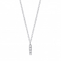 Silver CZ Initial 'I' Pendant With A Fine Belcher Chain